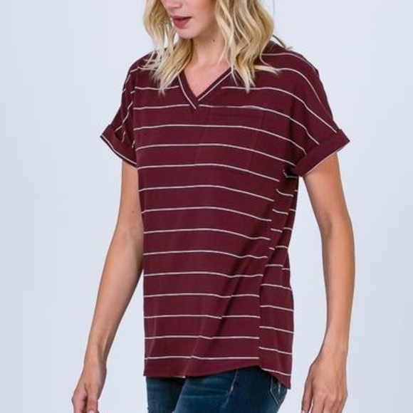 Katie V-Neck Pocket Tee - Picture 2 of 4